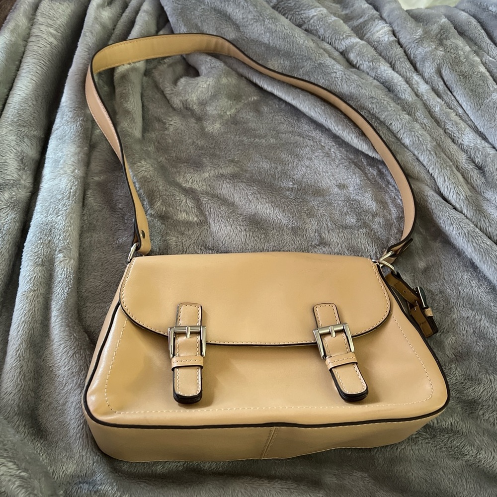 Nine West Tan Shoulder Bag with Buckle Accents